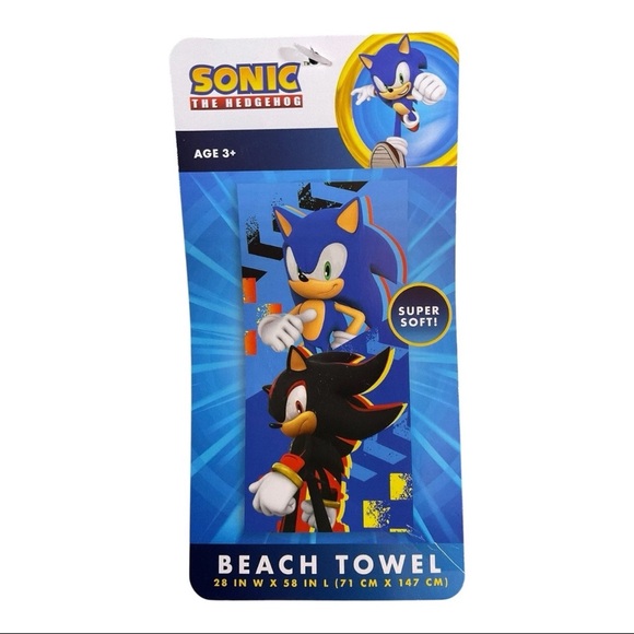 Sonic the Hedgehog Beach Towel Sonic & Shadow  28 x 58 Super Soft Sega Summer - Picture 9 of 9